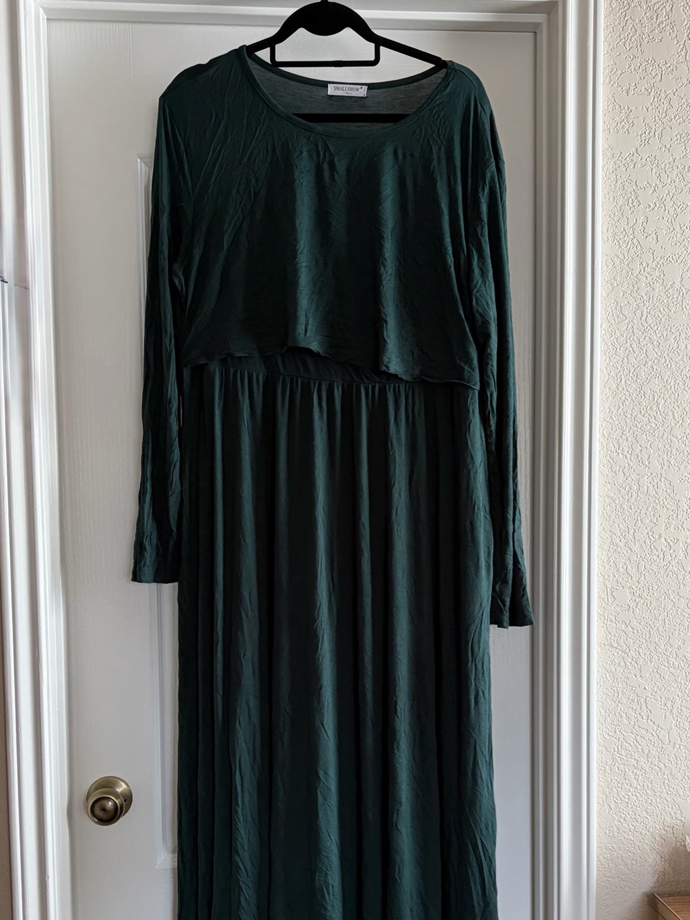 Forest Green Long Sleeve Maxi Nursing Dress
